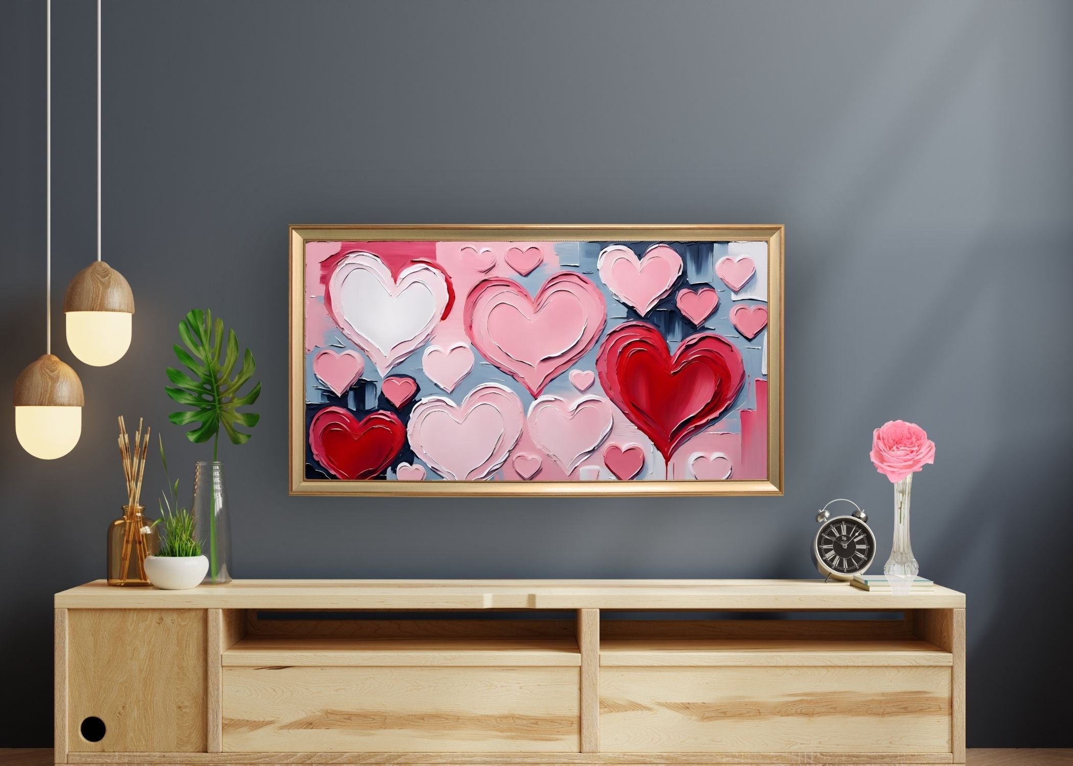 Valentine's Frame TV Art: Impasto Roses and Hearts (Digital Download)