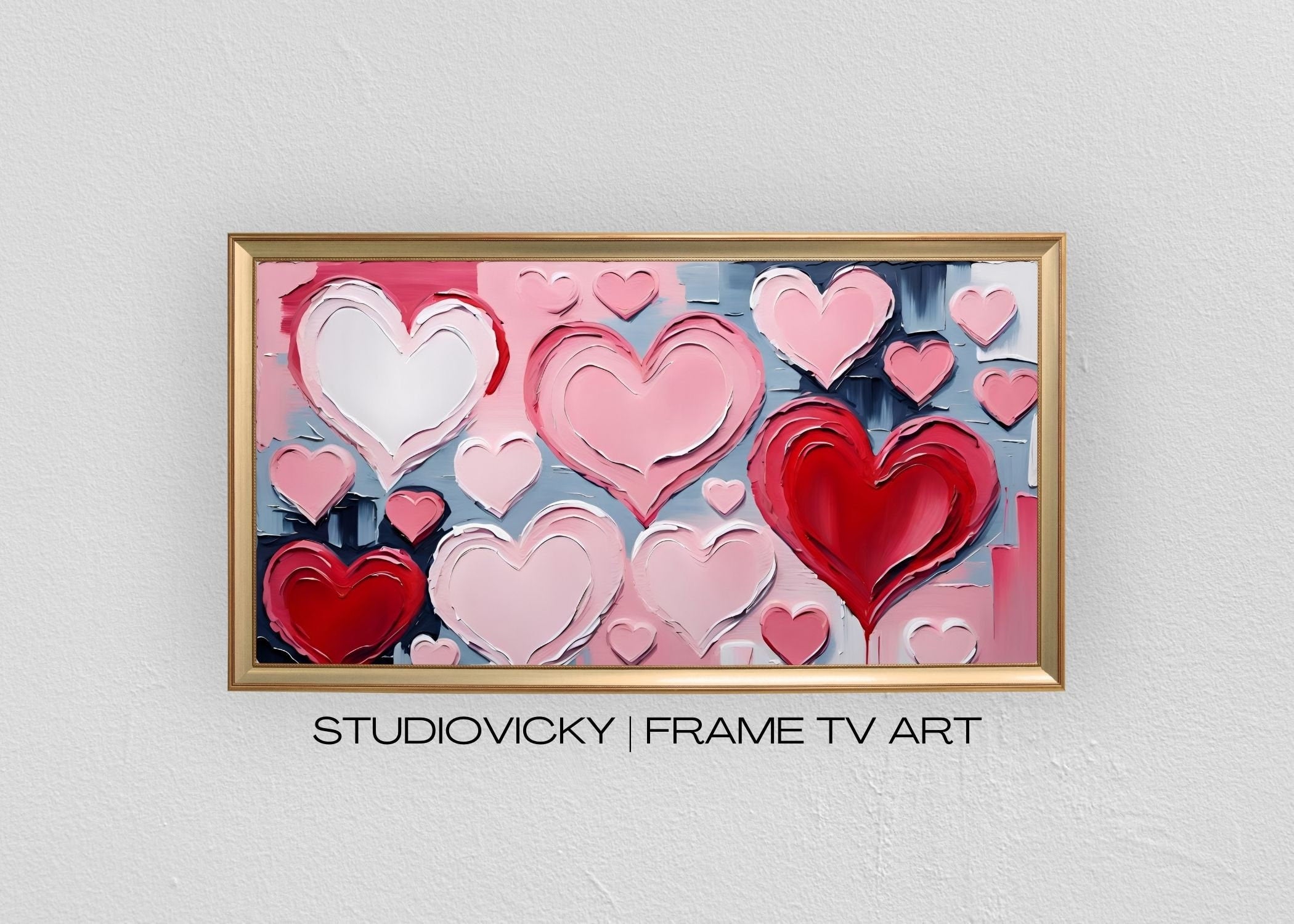 Valentine's Frame TV Art: Impasto Roses and Hearts (Digital Download)