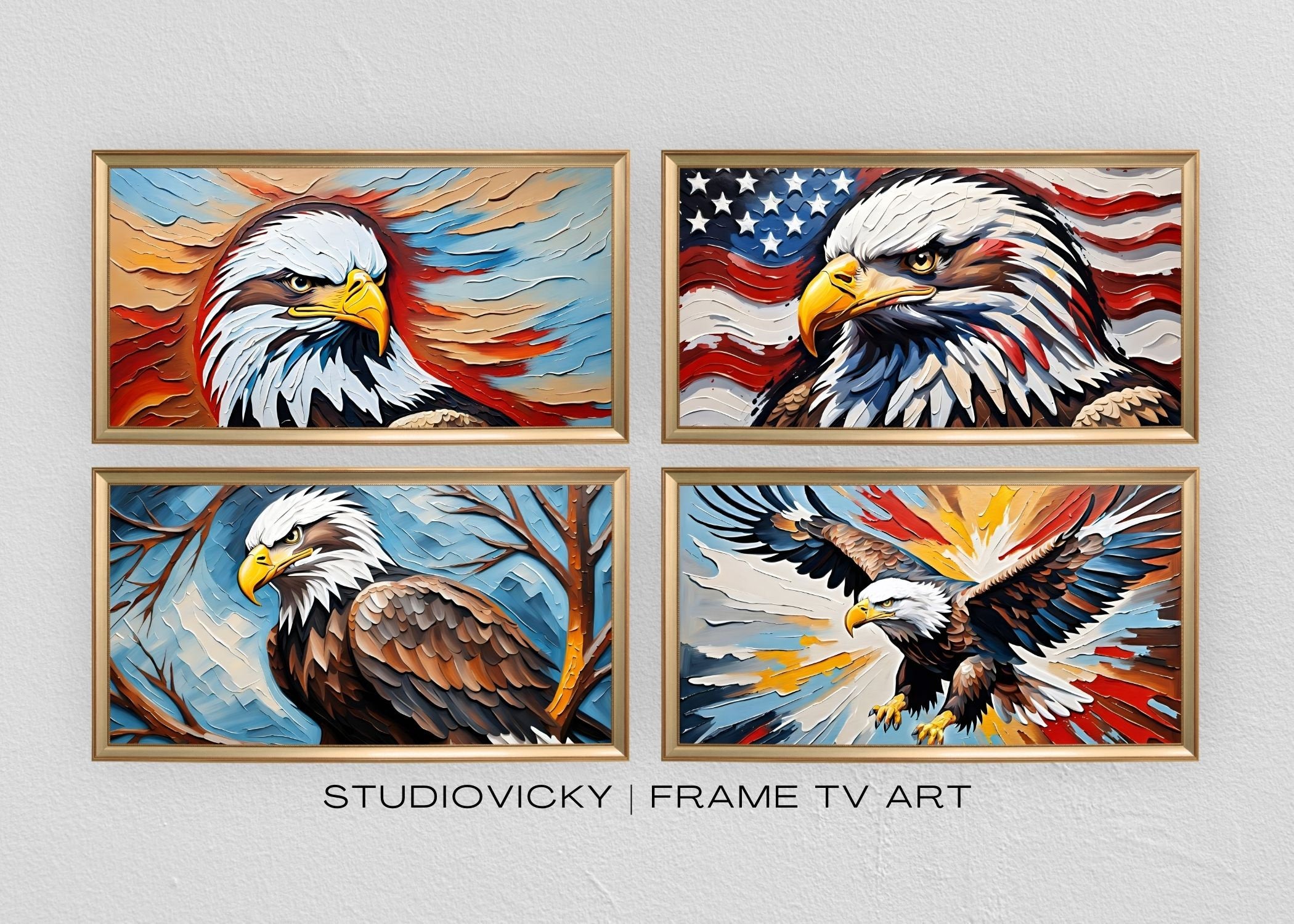Bald Eagle Painting Art Set: Patriotic Frame TV Art (Digital Download)