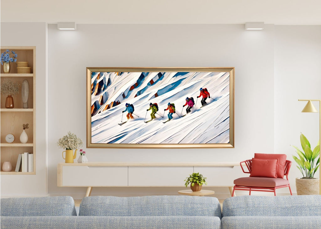 Ski Resort Frame TV Art Set: Winter Mountain Scenery (Digital Download)