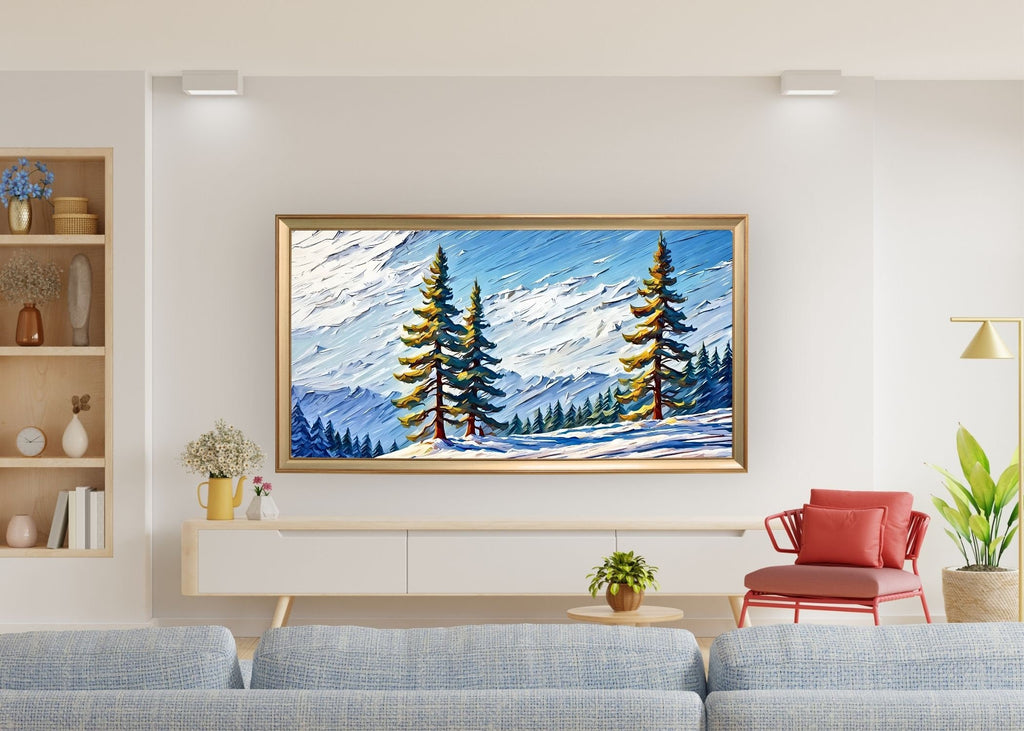 Ski Resort Frame TV Art Set: Winter Mountain Scenery (Digital Download)