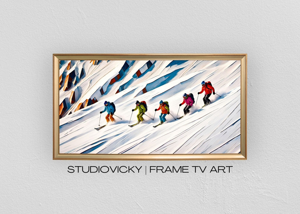 Ski Resort Frame TV Art Set: Winter Mountain Scenery (Digital Download)