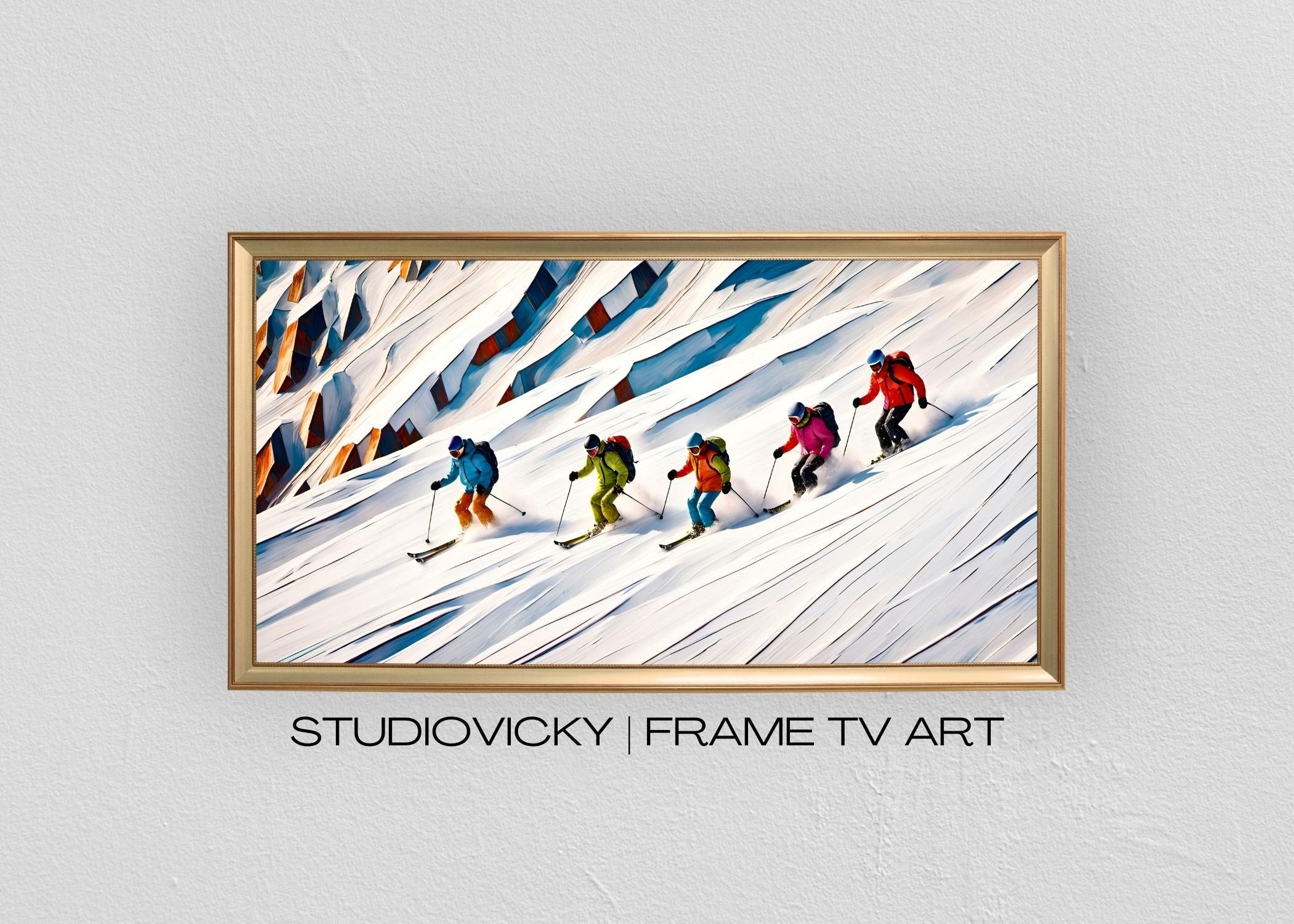 Ski Resort Frame TV Art Set: Winter Mountain Scenery (Digital Download)