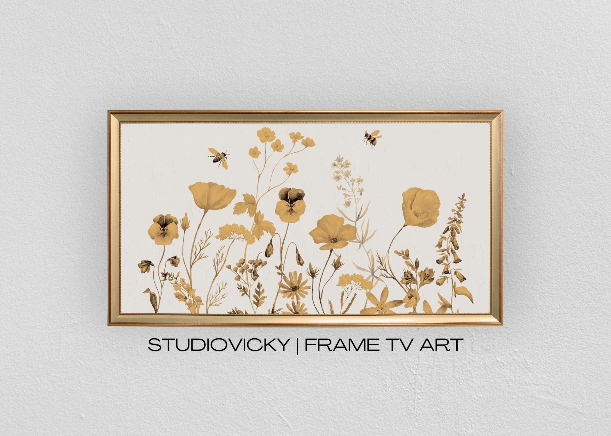 Neutral Wildflower Frame TV Art: Botanical Floral Display (Digital Download)