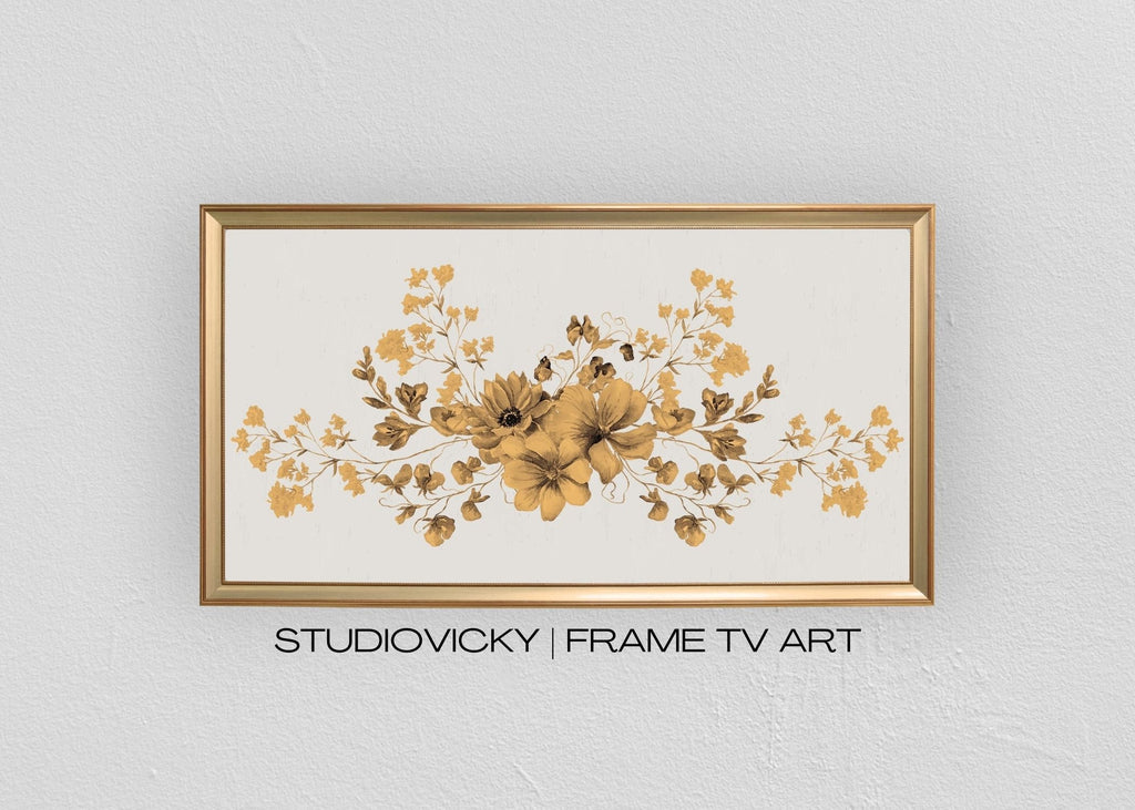 Neutral Wildflower Frame TV Art: Botanical Floral Display (Digital Download)