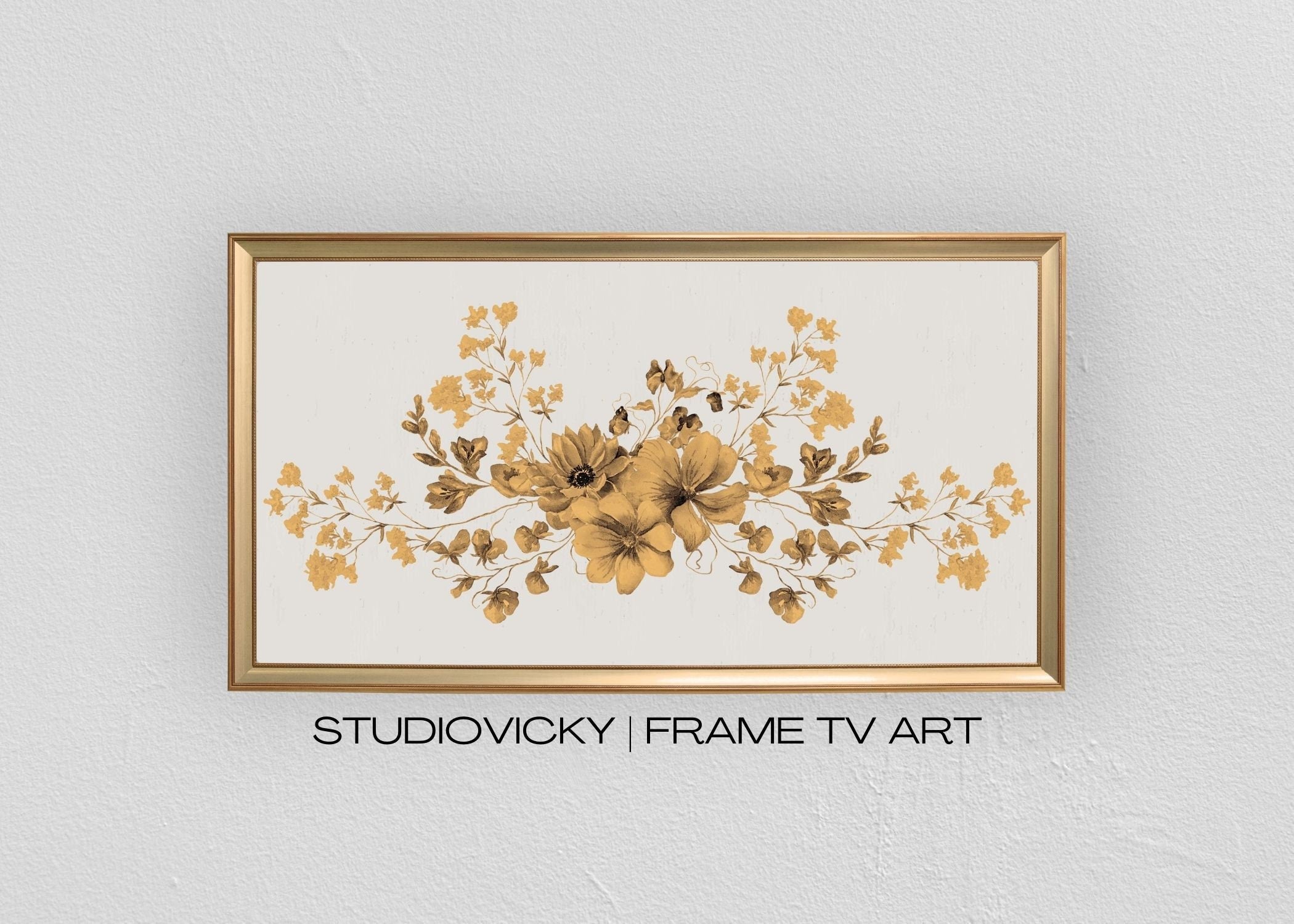Neutral Wildflower Frame TV Art: Botanical Floral Display (Digital Download)