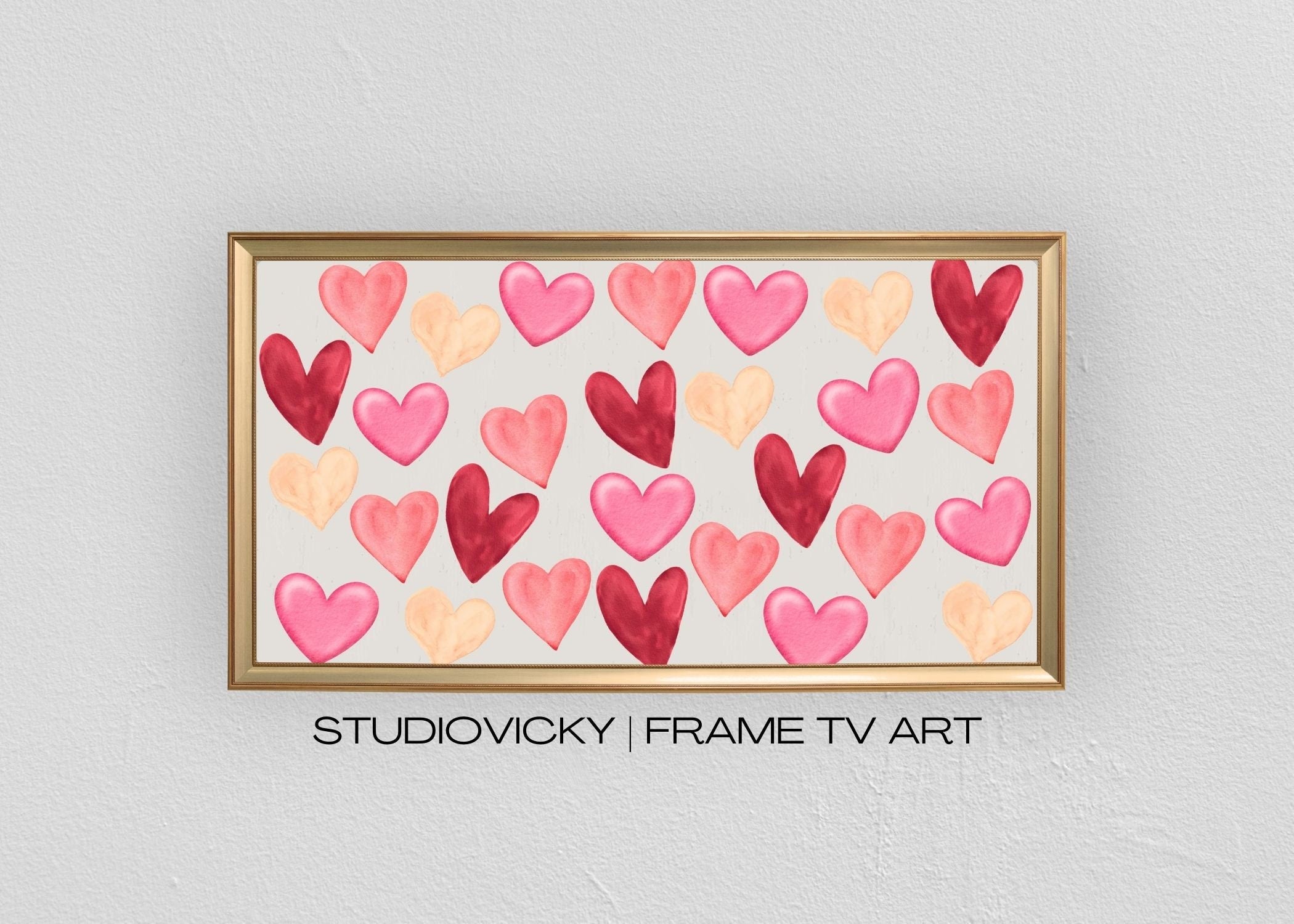 Valentine Hearts Frame TV Art: Romantic Watercolor Set (Digital Download)