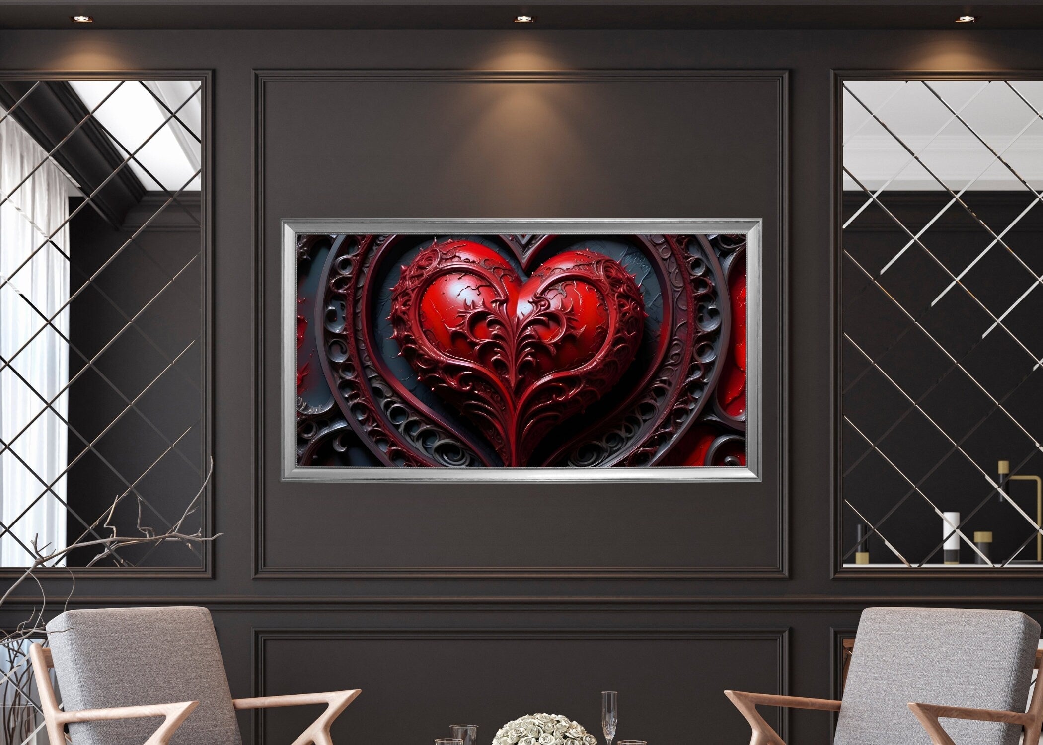 Gothic Heart Rose Frame TV Art: Dark Valentine's Day (Digital Download)