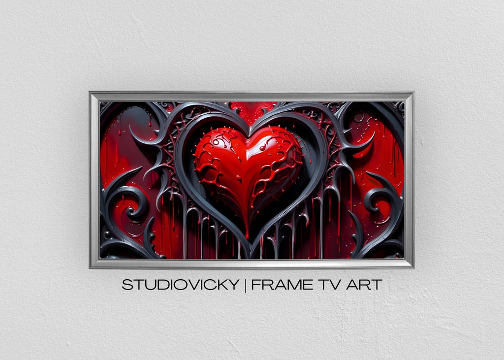 Gothic Heart Rose Frame TV Art: Dark Valentine's Day (Digital Download)