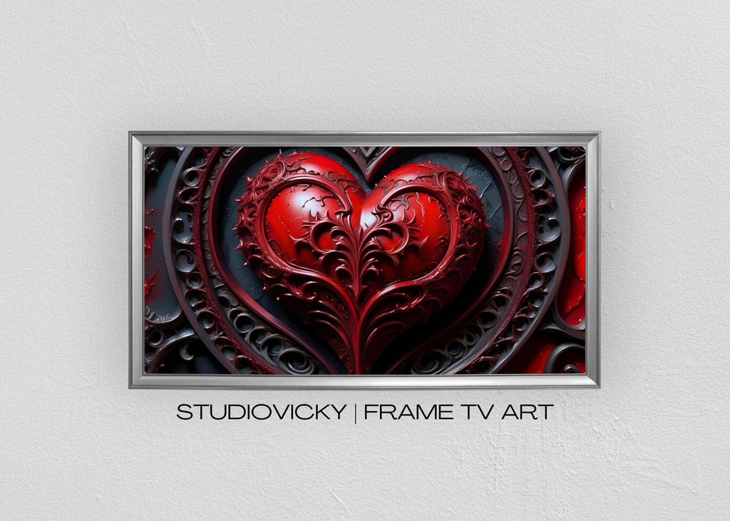 Gothic Heart Rose Frame TV Art: Dark Valentine's Day (Digital Download)