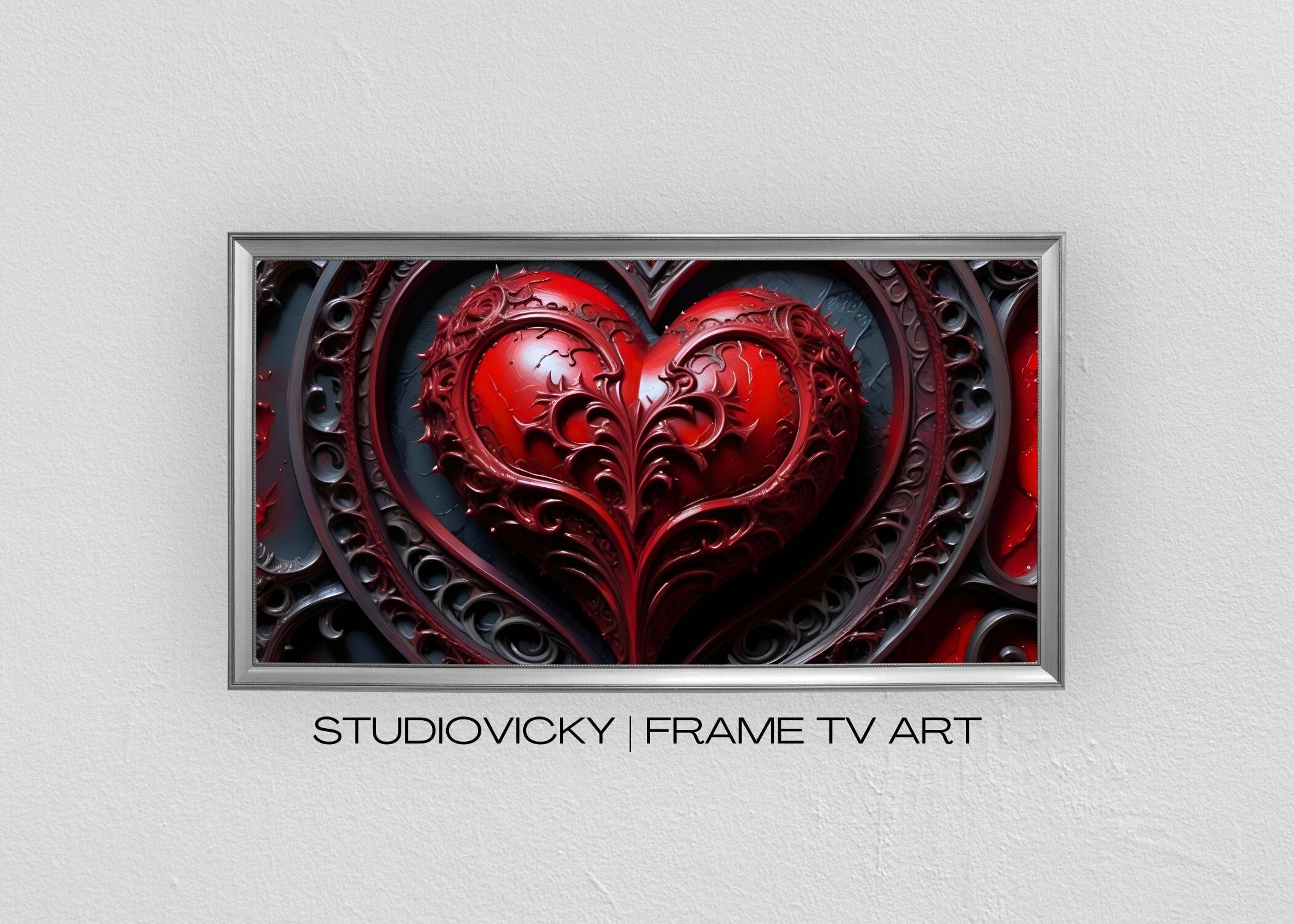 Gothic Heart Rose Frame TV Art: Dark Valentine's Day (Digital Download)