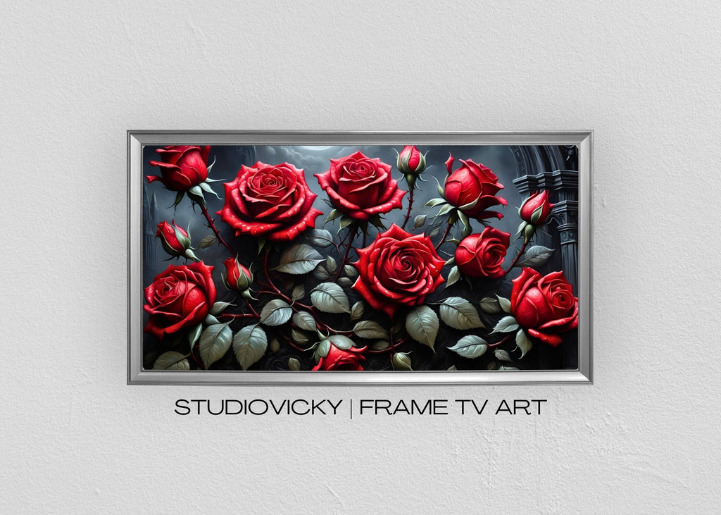 Gothic Heart Rose Frame TV Art: Dark Valentine's Day (Digital Download)