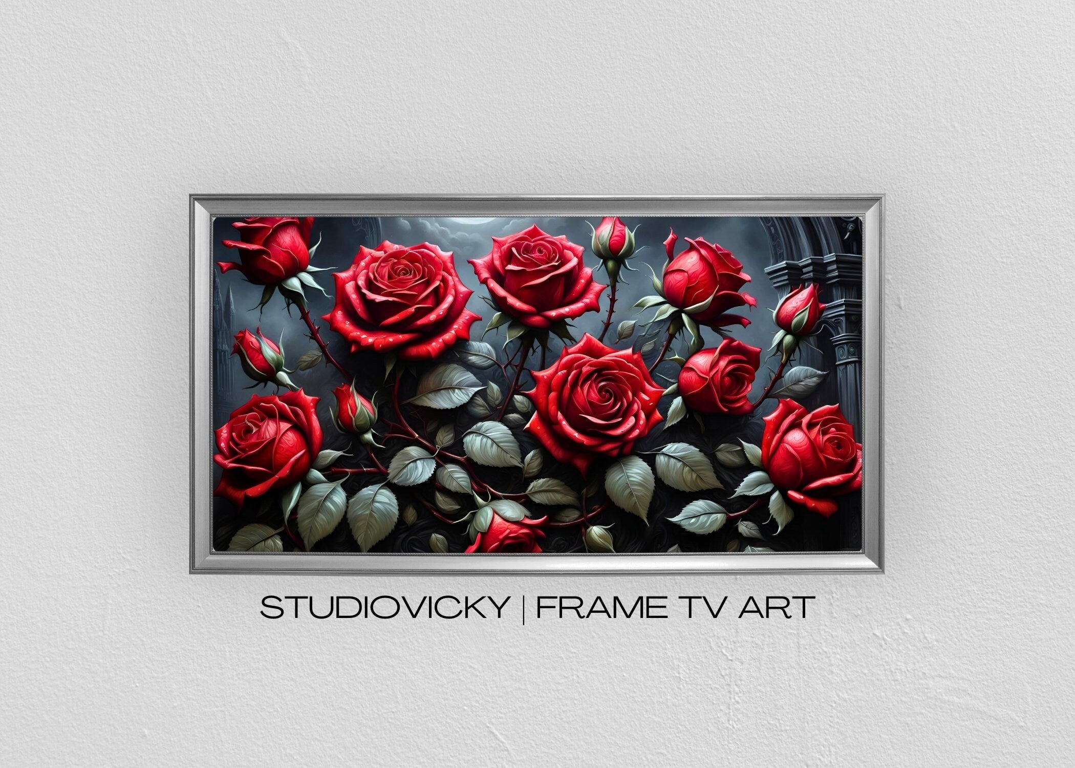 Gothic Heart Rose Frame TV Art: Dark Valentine's Day (Digital Download)