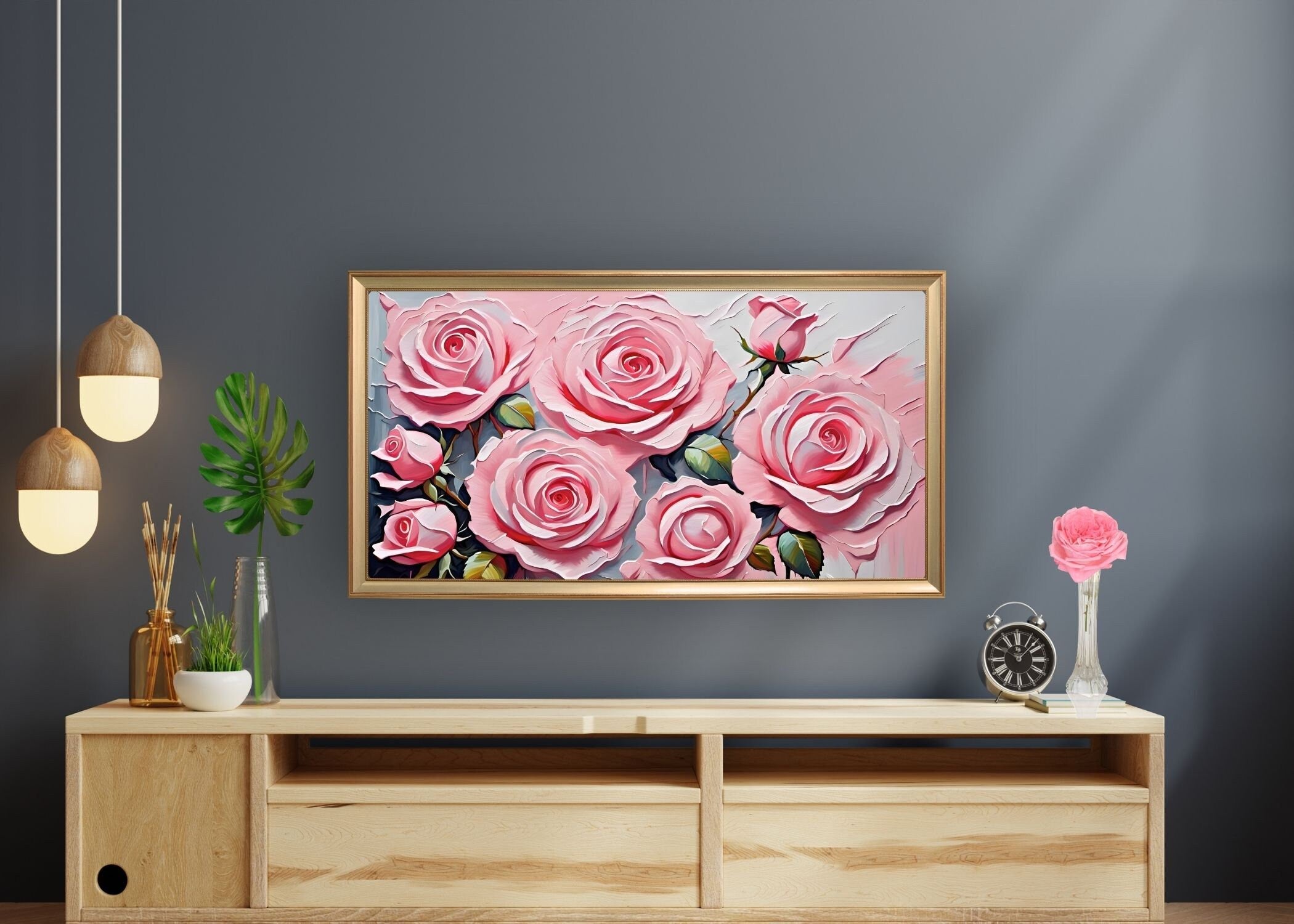 Valentine's Frame TV Art: Impasto Roses and Hearts (Digital Download)