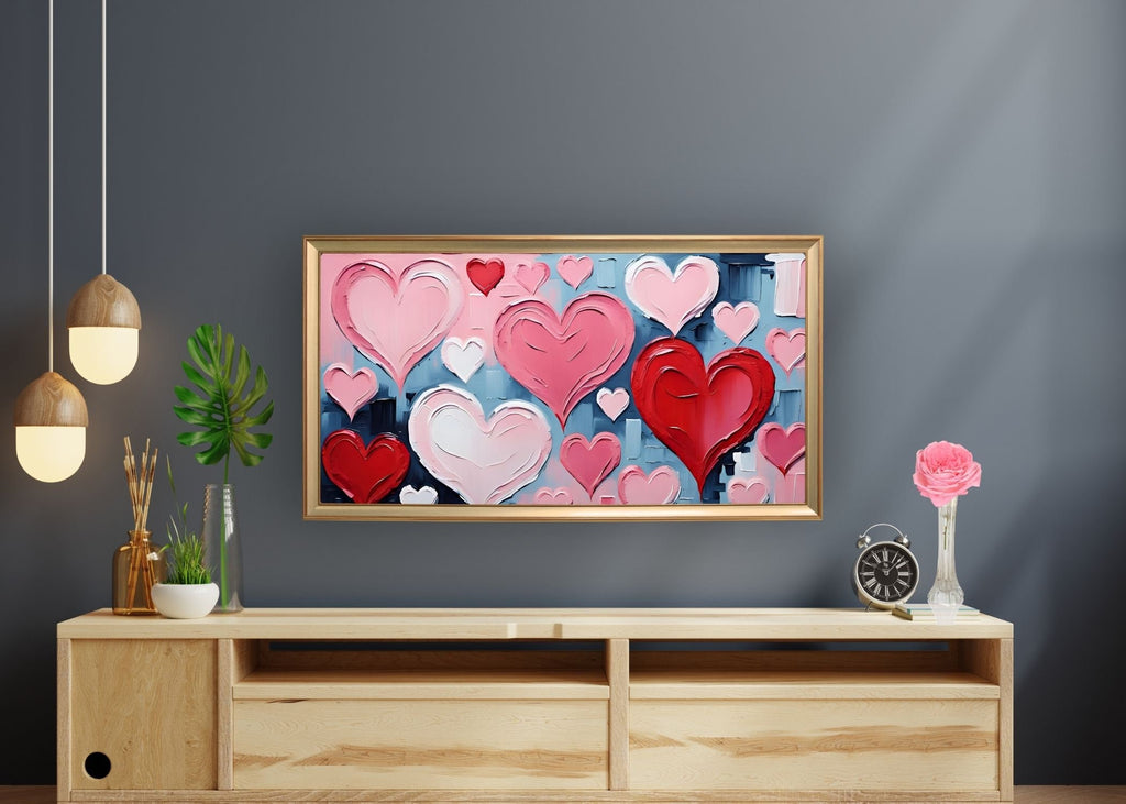 Valentine's Frame TV Art: Impasto Roses and Hearts (Digital Download)