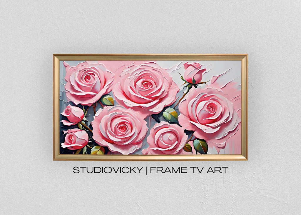 Valentine's Frame TV Art: Impasto Roses and Hearts (Digital Download)