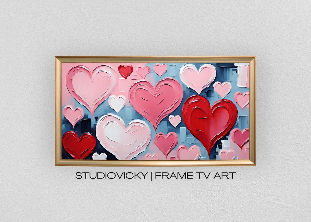 Valentine's Frame TV Art: Impasto Roses and Hearts (Digital Download)
