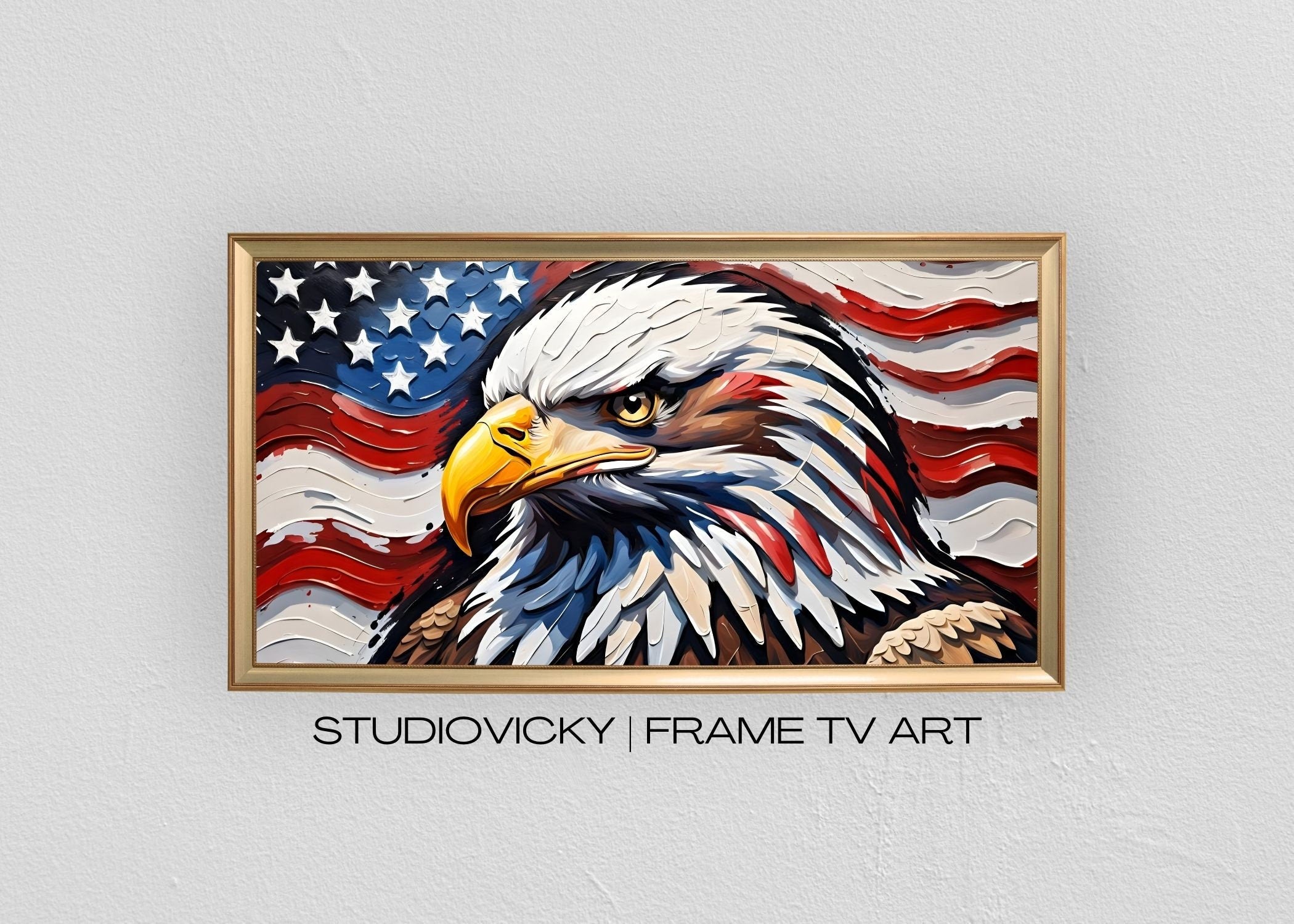 Bald Eagle Painting Art Set: Patriotic Frame TV Art (Digital Download)