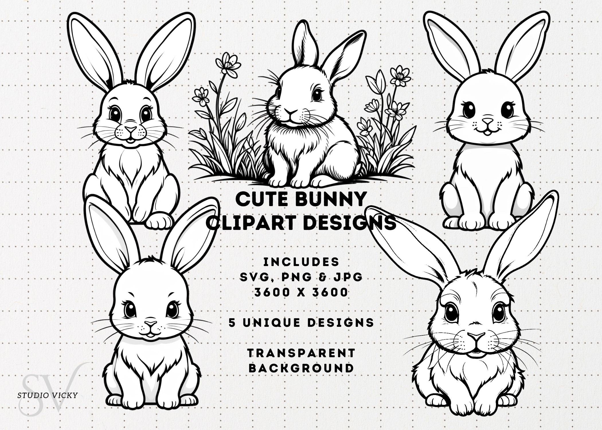 Bunny Clipart Designs, Springtime Rabbits (Digital Download SVG, PNG, JPG