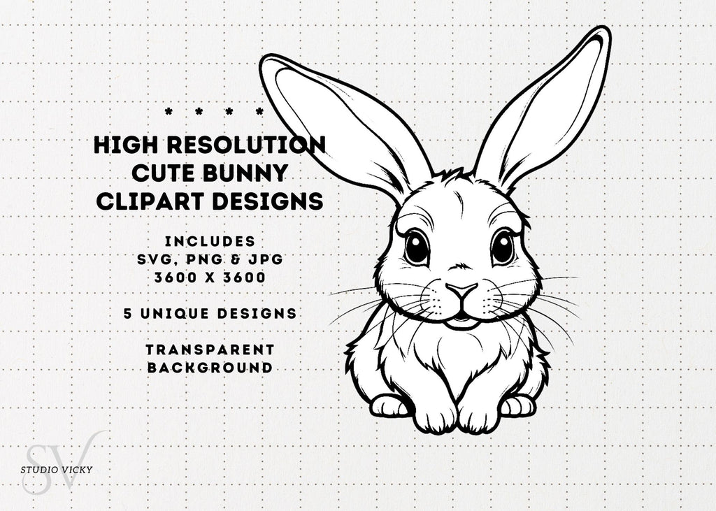 Bunny Clipart Designs, Springtime Rabbits (Digital Download SVG, PNG, JPG