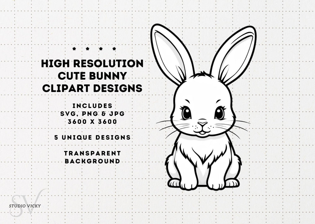 Bunny Clipart Designs, Springtime Rabbits (Digital Download SVG, PNG, JPG