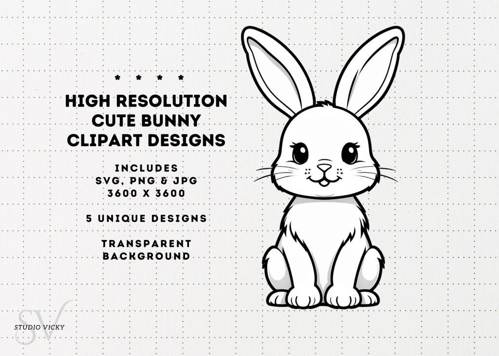 Bunny Clipart Designs, Springtime Rabbits (Digital Download SVG, PNG, JPG