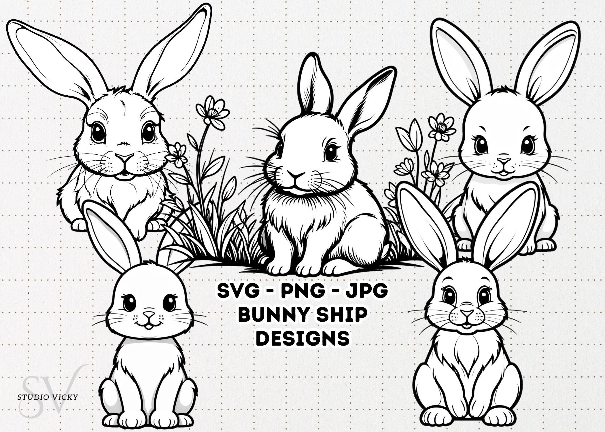 Bunny Clipart Designs, Springtime Rabbits (Digital Download SVG, PNG, JPG