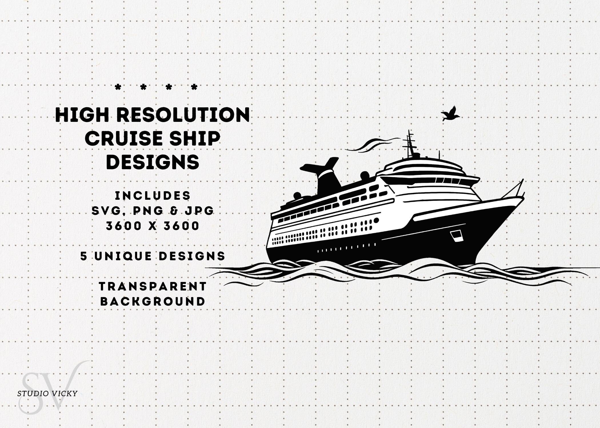 Cruise Ship Clipart Designs: (Five Designs) Perfect For a First Family Cruise PNG, SVG, JPG Files