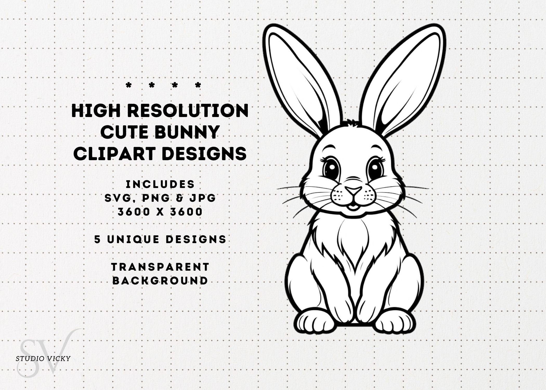 Bunny Clipart Designs, Springtime Rabbits (Digital Download SVG, PNG, JPG