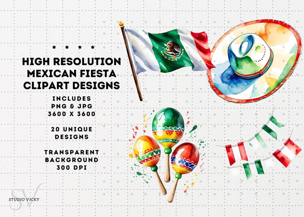 Cinco De Mayo Clipart: Mexican Fiesta Graphics (PNG & JPG)