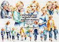 Watercolor Mother's Day Clipart: Blonde Moms (PNG & JPG)