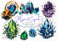 Mystical Crystal Clipart Bundle: Gemstone PNG Graphics (Digital Download)