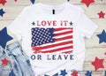 Patriotic T-Shirt Design: Love It or Leave, USA Flag (svg, png, jpg)