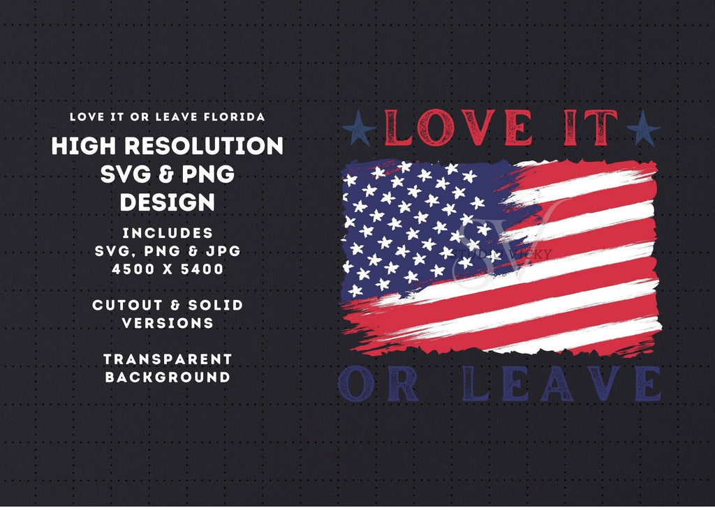 Patriotic T-Shirt Design: Love It or Leave, USA Flag (svg, png, jpg)