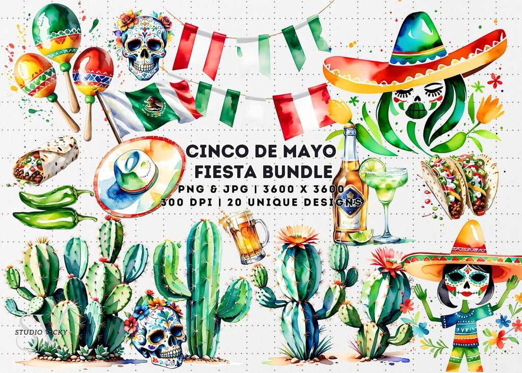 Cinco De Mayo Clipart: Mexican Fiesta Graphics (PNG & JPG)