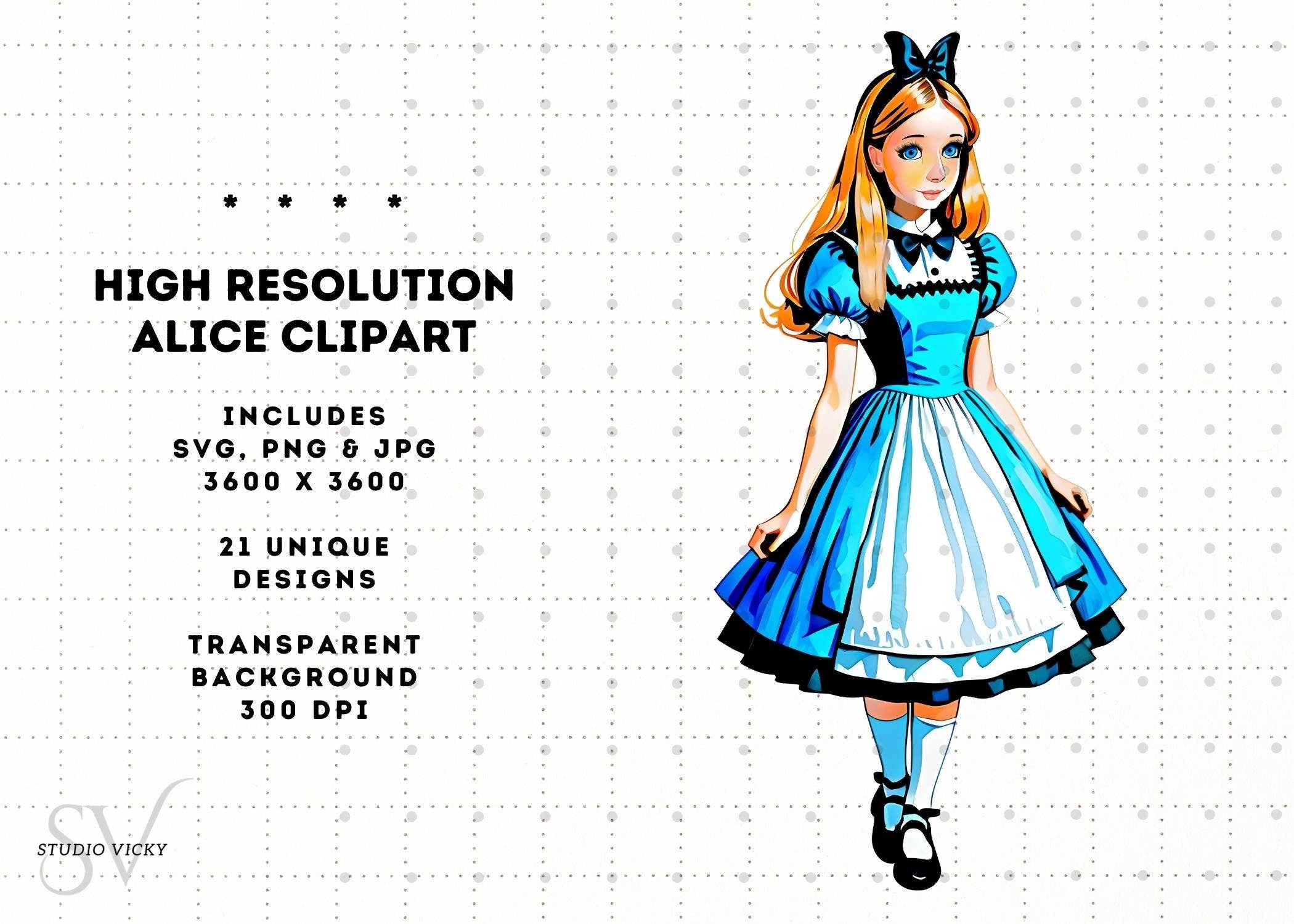 Watercolor Alice in Wonderland Clipart: Storybook PNG Set (Digital Download)