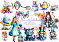 Watercolor Alice in Wonderland Clipart: Storybook PNG Set (Digital Download)