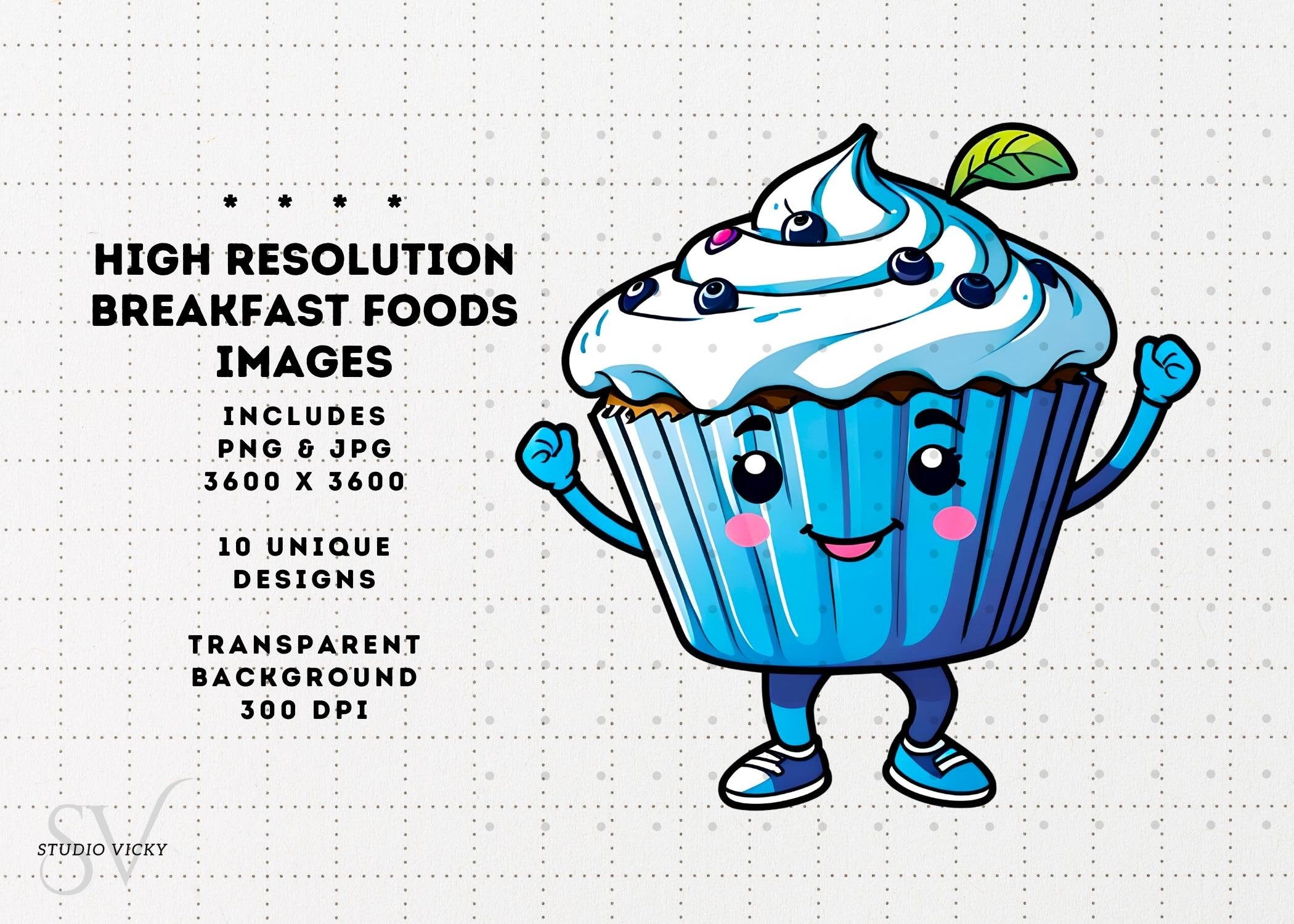 Kawaii Breakfast Food Clipart: Anime Style PNG Graphics (Digital Download)