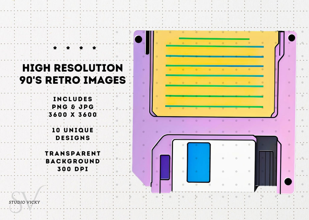 90s Retro Clipart: Nostalgic PNG Bundle (Digital Download)