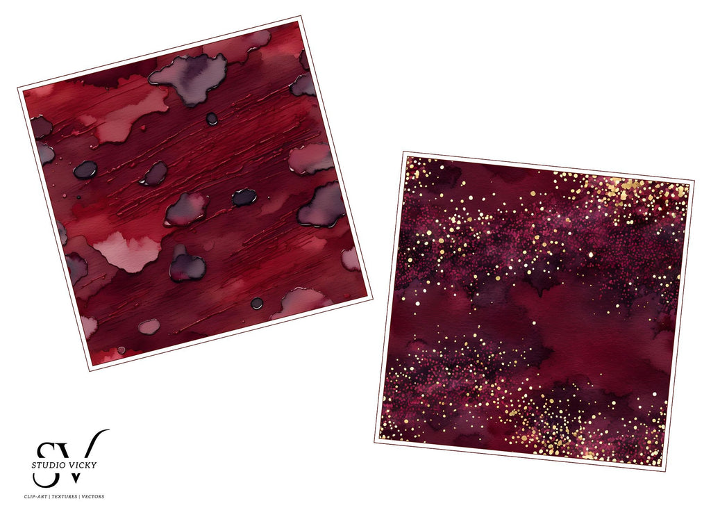 Maroon Watercolor Digital Paper: Seamless Dot Textures (JPEG)