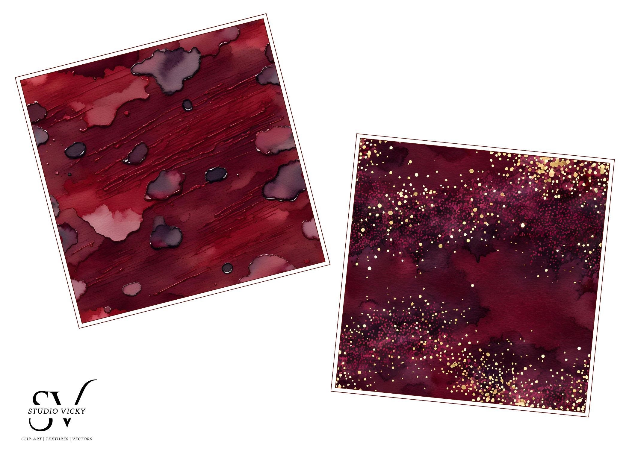 Maroon Watercolor Digital Paper: Seamless Dot Textures (JPEG)