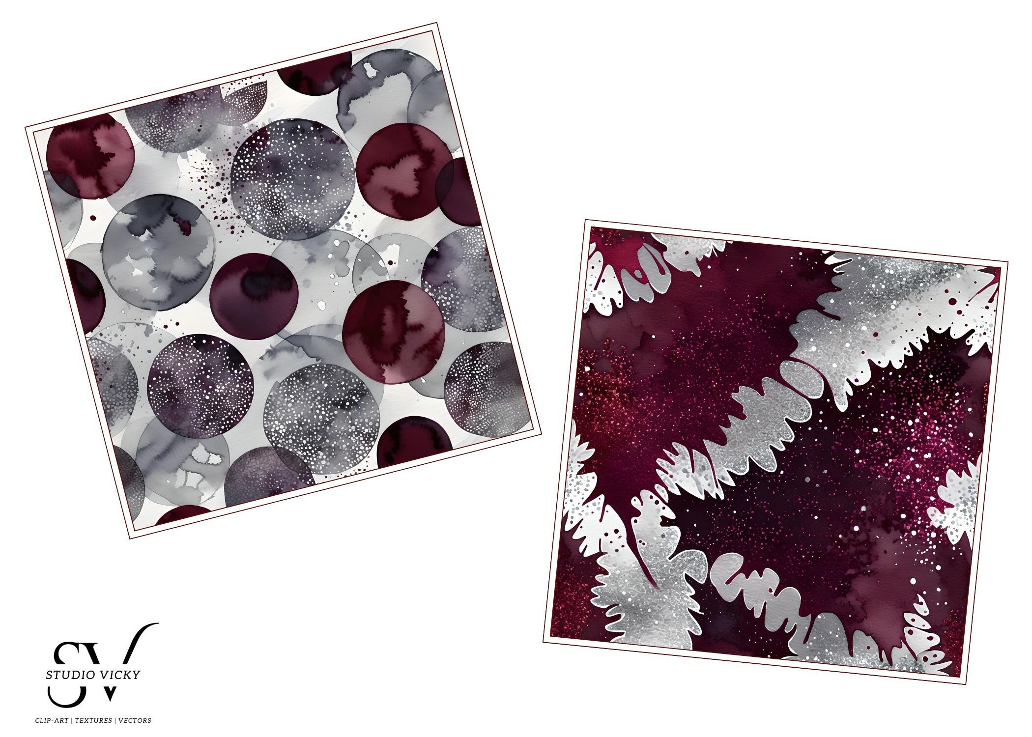 Maroon Watercolor Digital Paper: Seamless Dot Textures (JPEG)