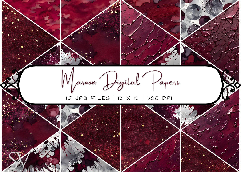 Maroon Watercolor Digital Paper: Seamless Dot Textures (JPEG)