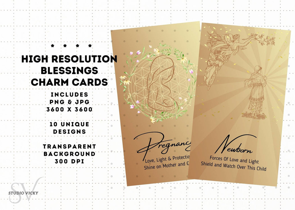 Protection Blessing Cards: Luck, Success, New Baby (SVG, PNG, JPG)