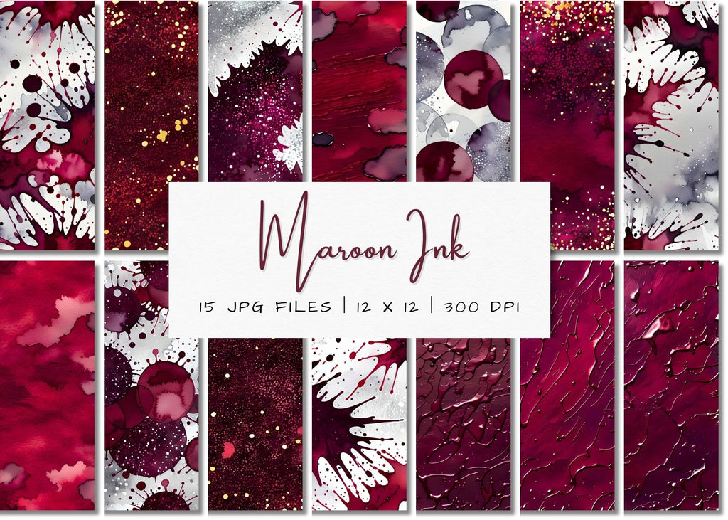 Maroon Watercolor Digital Paper: Seamless Dot Textures (JPEG)