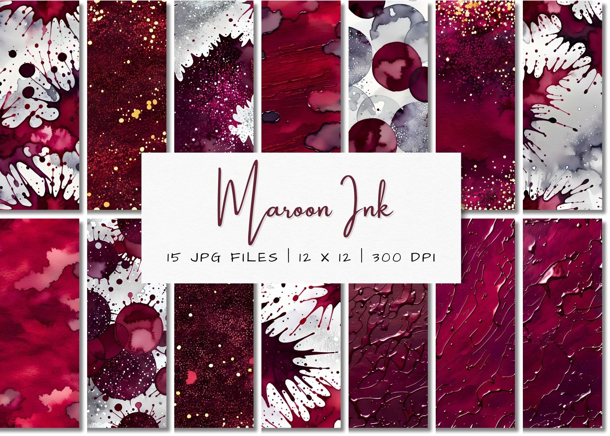 Maroon Watercolor Digital Paper: Seamless Dot Textures (JPEG)