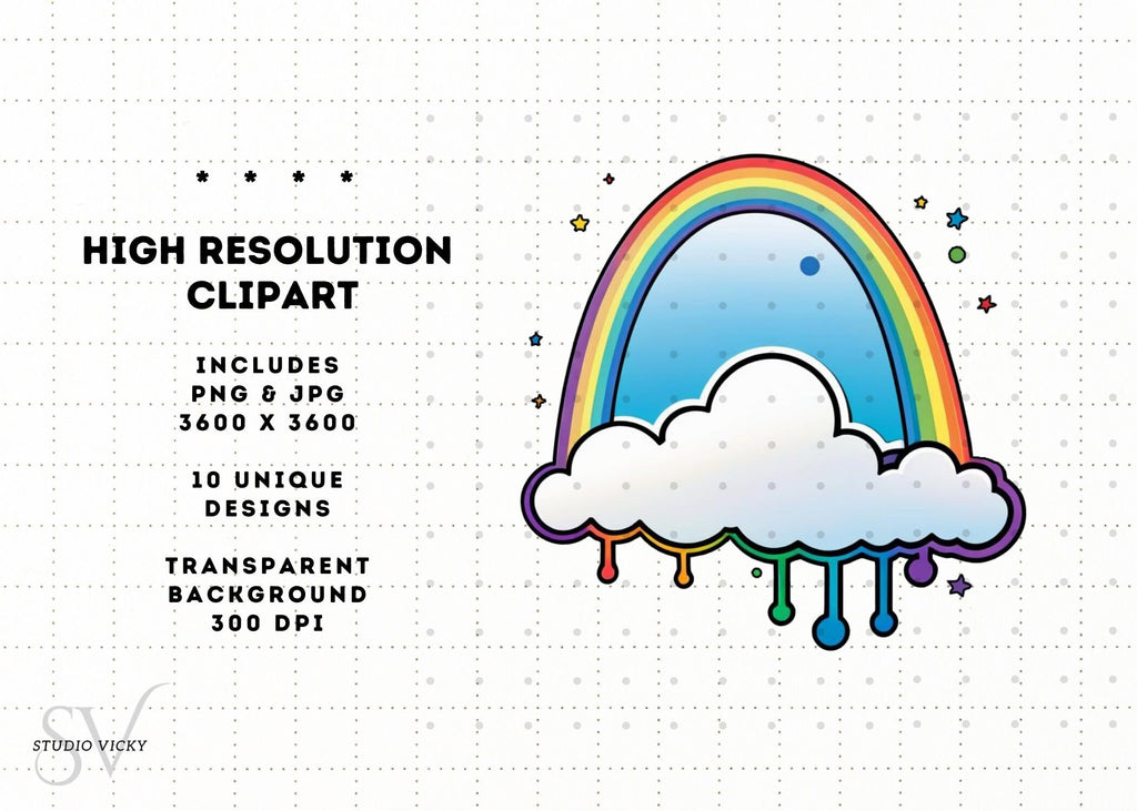 Rainbow Clipart: Magical SVG, PNG, JPEG Files (Digital Download)