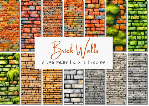 Brick Wall Digital Paper: Seamless Texture Clipart (Instant Download)
