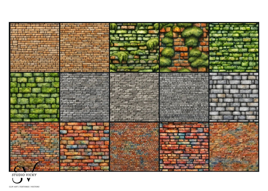 Brick Wall Digital Paper: Seamless Texture Clipart (Instant Download)