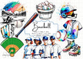 Watercolor Baseball Clipart: PNG, SVG, JPG Files